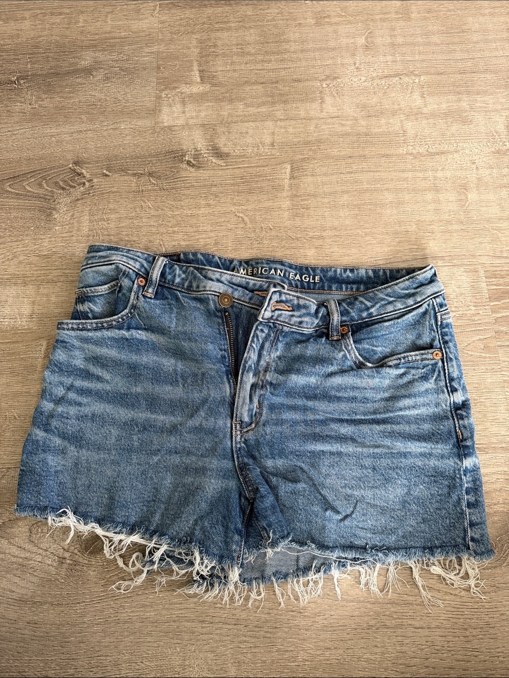 American Eagle Outfitters Medium Blue Distressed Denim Cutoff Shorts